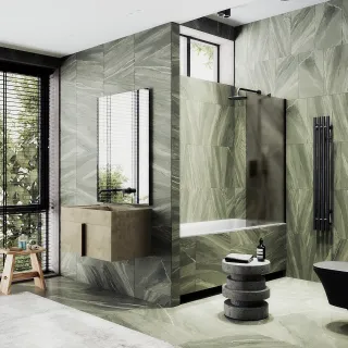 Шторка на ванну MaybahGlass MGV-76-6ш 80см чёрный